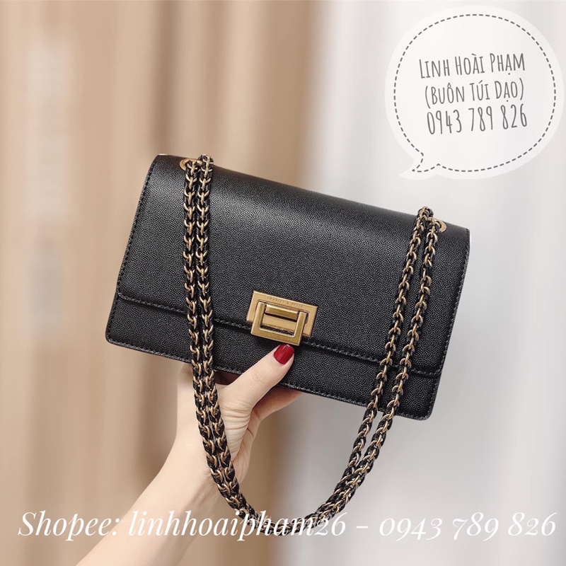 Túi hộp khoá gập chất da sần size 24