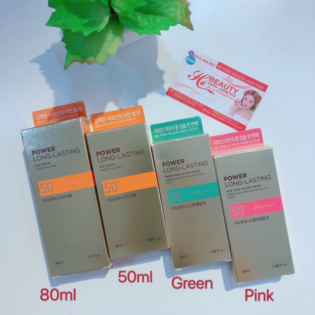 Kem chống nắng dưỡng da The Face Shop Hà Beauty trang điểm lâu trôi Natural Sun Eco Power Long Lasting SPF50+PA+++ 50ml | BigBuy360 - bigbuy360.vn