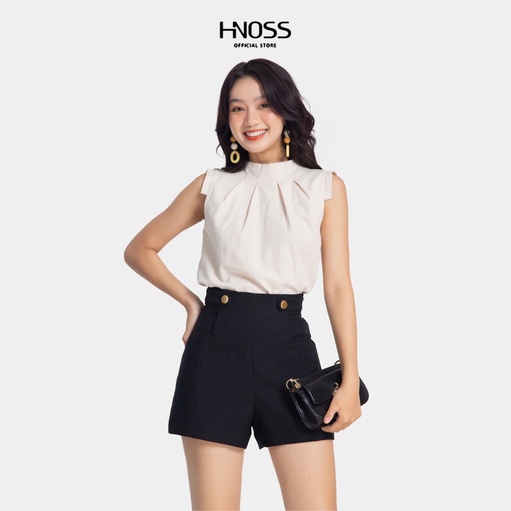 Áo kiểu nữ thời trang HNOSS xếp cổ HNAKI048