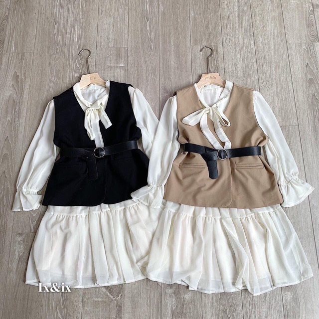 [FREE SHIP] Set Gile + Váy Voan Kèm Belt Cao cấp (Kèm Video + Ảnh Thật)