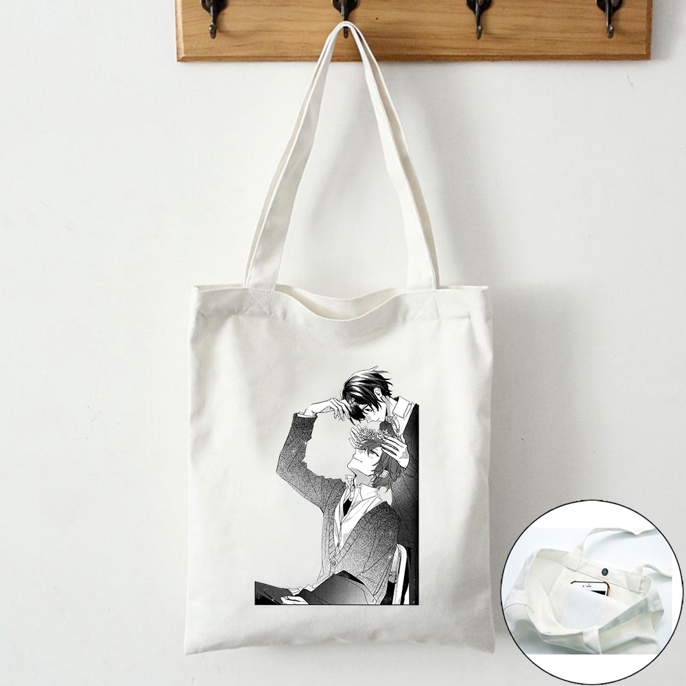 Manga: Túi xách Sasaki và Miyano Túi vải Cotton Túi Tote vải Canvas ❈ ❈ 🇾 ❈ ❈ Túi mua sắm đeo vai có nút