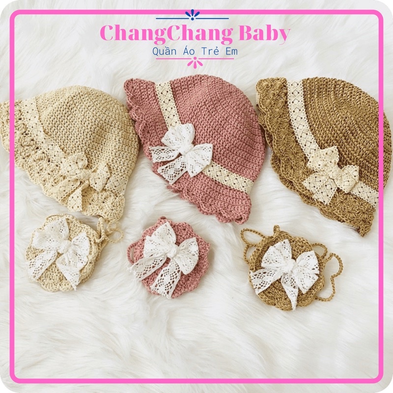 Mũ handmade cho bé, nón cho bé gái với chất liệu sợi dệt mềm mịn, nón bé gái từ 7 tháng đến 18 tháng - ChangChang Baby