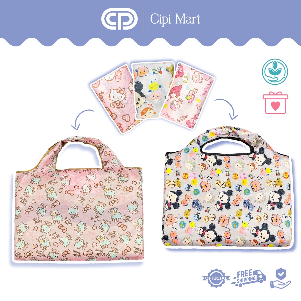 Túi gấp gọn hoạt hình [Hello Kitty - Rilakuma - Gudetama]