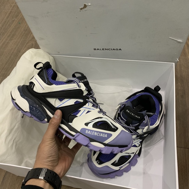 Giầy bale.ciga track tím trắng lai au