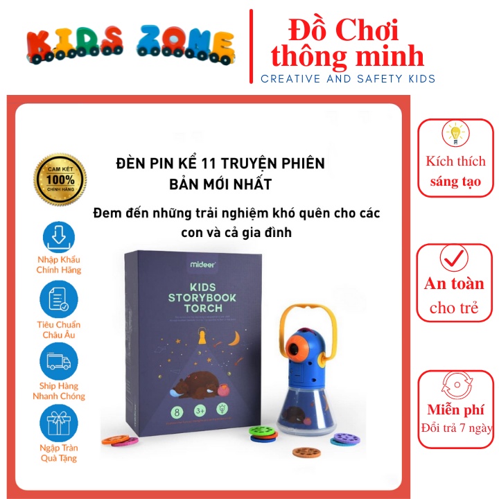 [HÀNG CHÍNH HÃNG] Đèn pin kể chuyện KIDS STORYBOOK TORCH kết hợp đèn ngủ Mideer