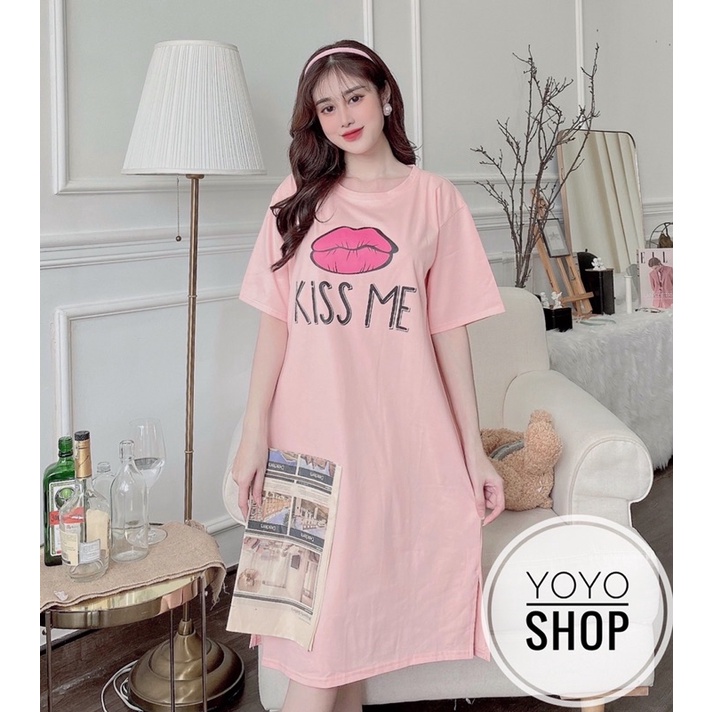 Váy bigsize dáng suông from rộng cổ tròn xẻ tà cao cấp form dưới 70kg | BigBuy360 - bigbuy360.vn