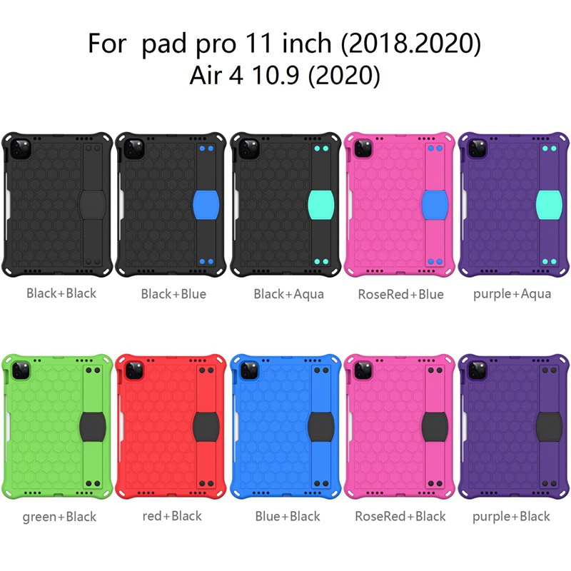 Case for iPad Air 4 10.9 2020 iPad Pro 11 Inch 2018&2020 Anti-Fall Protection Case with Tablet Stand(Black+Green)