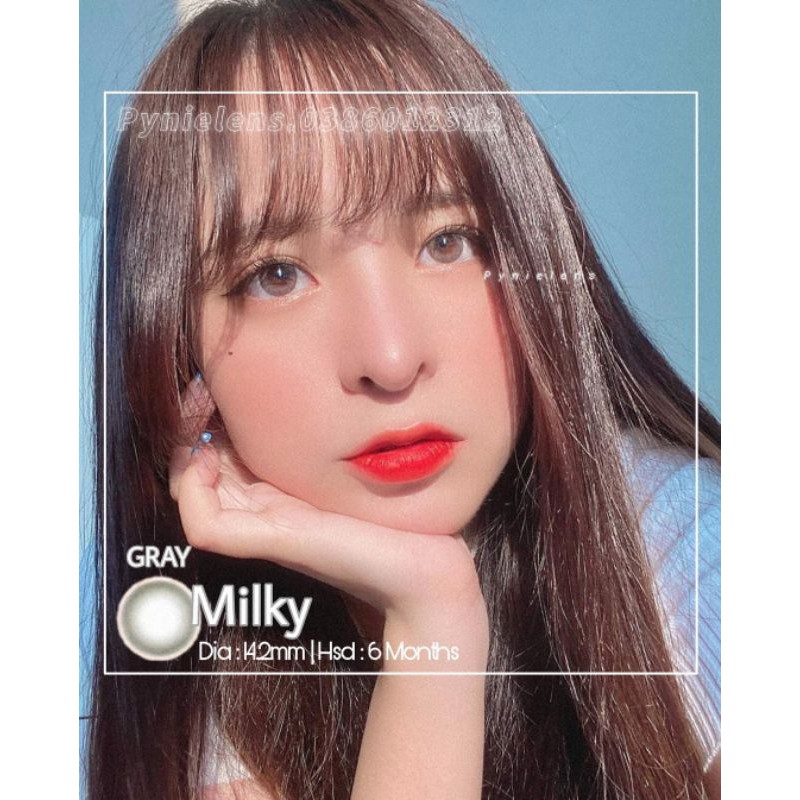 🎀 𝐿𝑒𝑛𝑠 𝑀𝑖𝑙𝑘𝑦 𝐵𝑟𝑜𝑤𝑛 🍒  Màu nâu trà sữa không viền lên mắt trong veo siêu ngọt ngào | Pynielens ✨