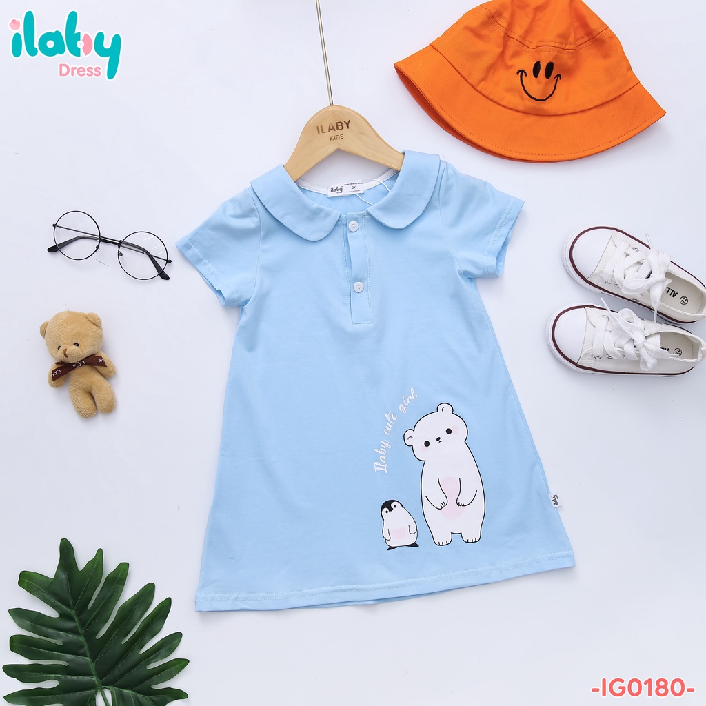 Váy cho bé gái, váy công chúa ILABY chất liệu cotton, kết hợp hình in cute cho bé từ 1 - 10 tuổi [11IG01800521]