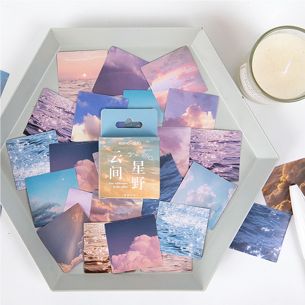 Hộp 46 Miếng Dán Trang Trí Hình Đám Mây / Đại Dương Dễ Thương