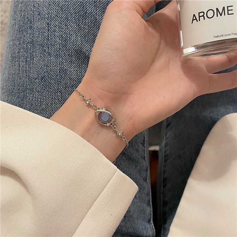 Vòng Tay Chuỗi Hạt Màu Xanh Dương Hình Hành Tinh Tinh Tế Phong Cách Harajuku Mới