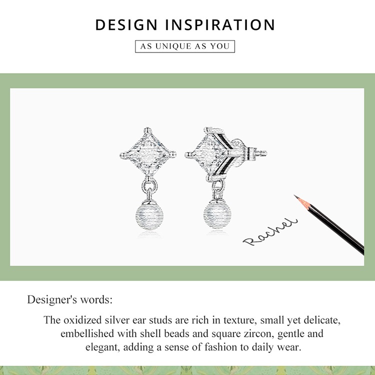 Bông tai BAMOER Bạc 925 đính đá zircon nhân tạo xinh xắn