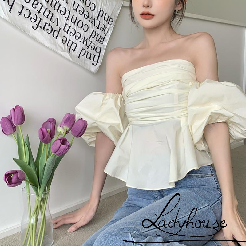 Áo Croptop Trễ Vai Tay Ngắn Dáng Ôm Thời Trang Mùa Hè Quyến Rũ Cho Nữ