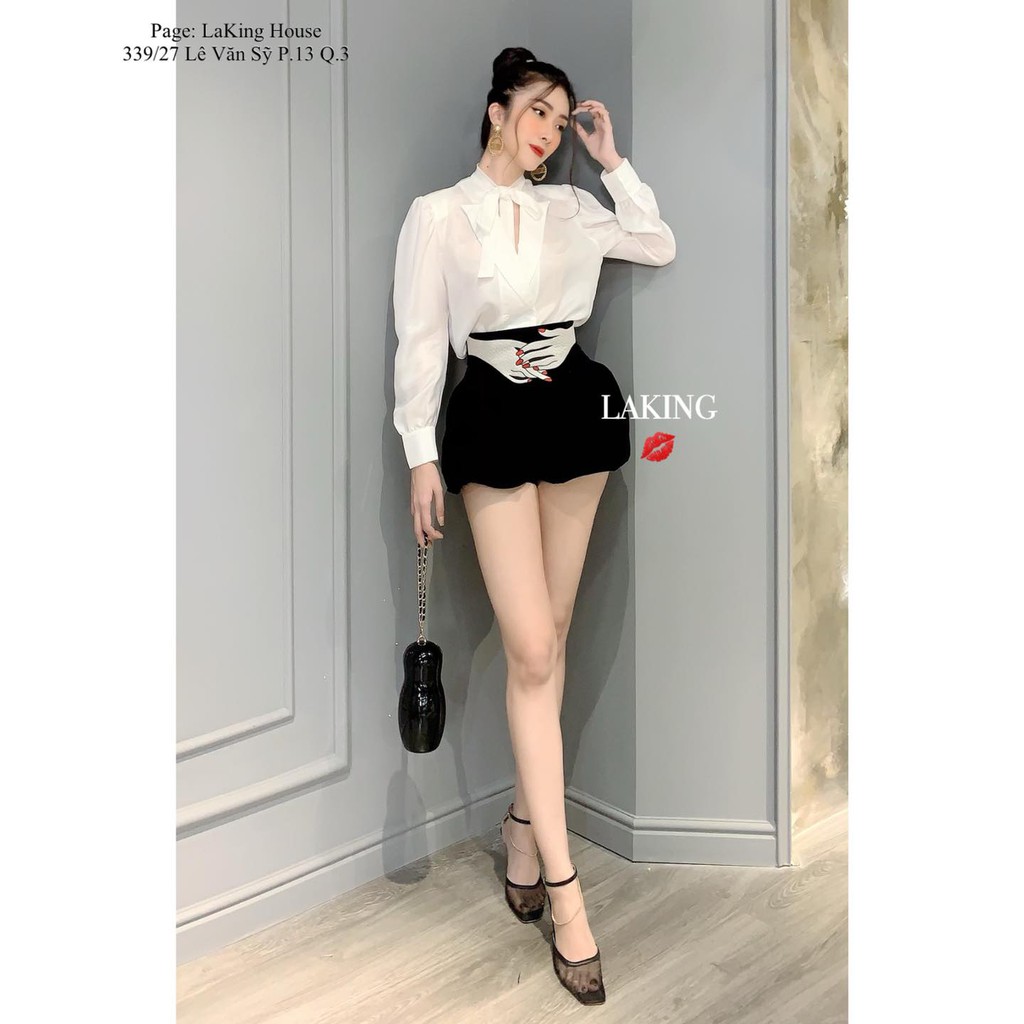 Áo Trắng Sơ Mi Cổ Vest Thắt Nơ