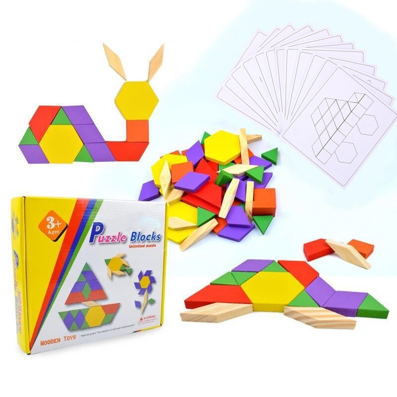 Bộ Đồ Chơi Ghép hình Phát Triển Trí Tuệ Puzzle Blocks 125 Chi Tiết Phát Triển Kỹ Năng Sáng Tạo Cho Bé