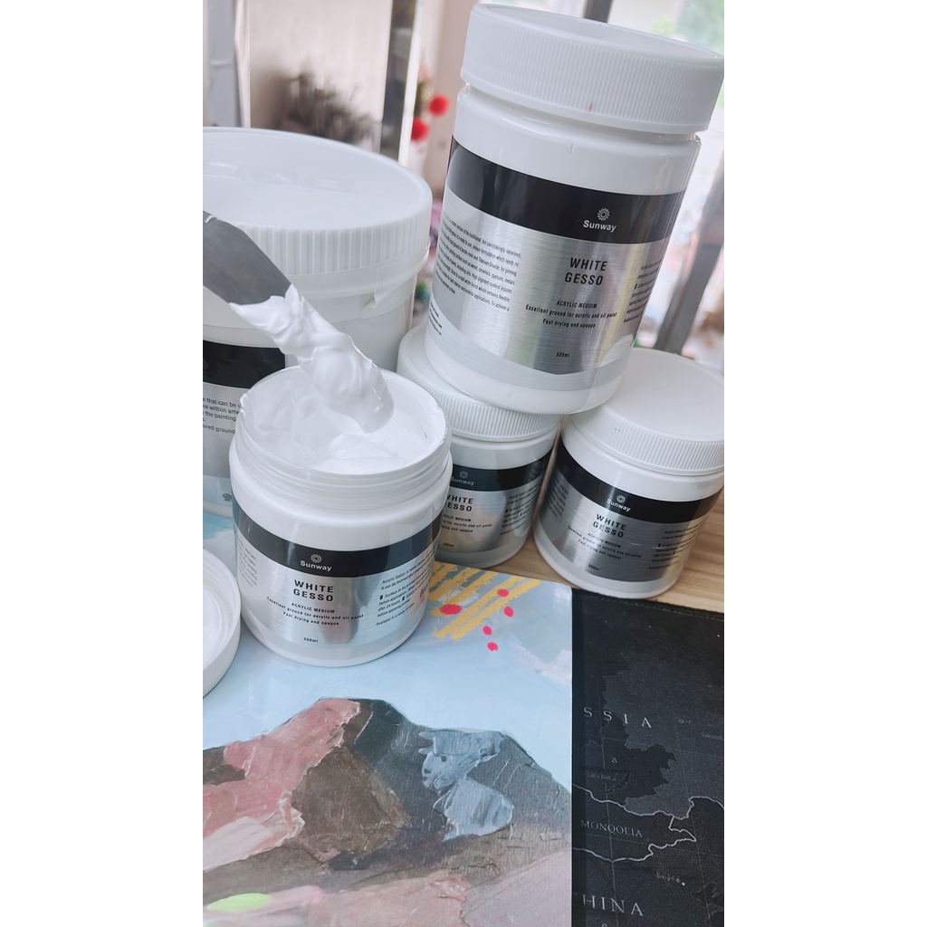 Sơn Lót Gesso Sunway dung tích 300/500ml màu trắng