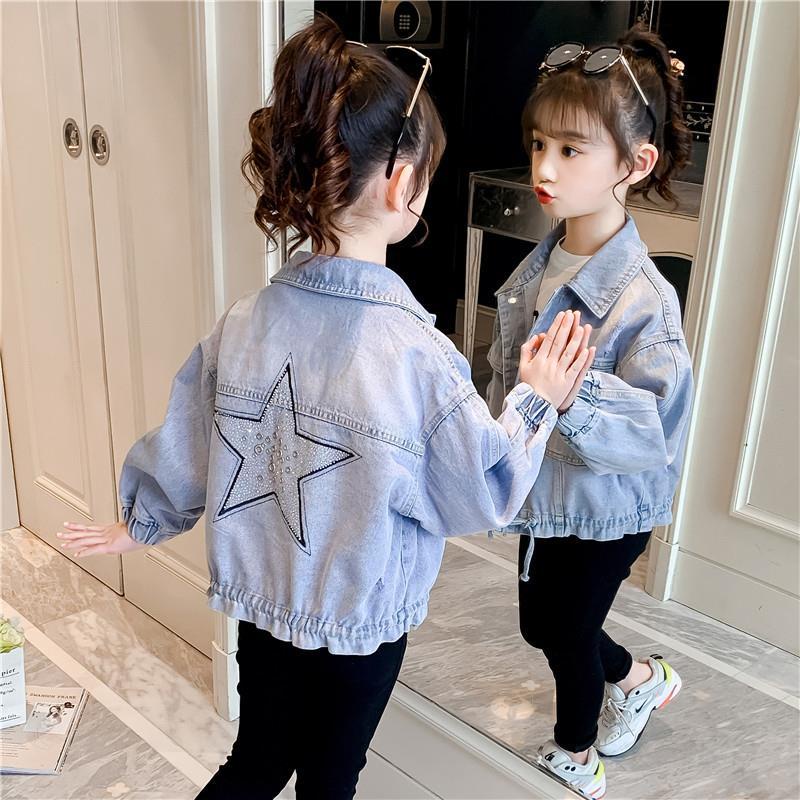 Áo Khoác Denim Xuân Thu Phong Cách Phương Tây Mới Dành Cho Bé Gái 2022