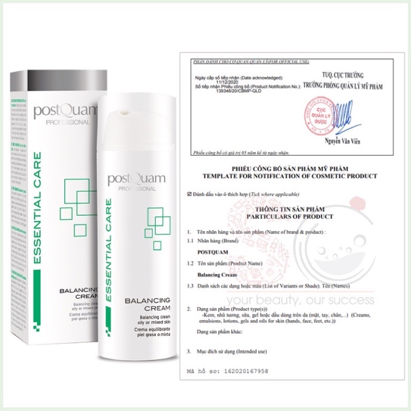 KEM DƯỠNG LÀM GIẢM MỤN, THÔNG THOÁNG LỖ CHÂN LÔNG VÀ LOẠI BỎ DẦU CHO DA POSTQUAM BALANCING CREAM 50ML