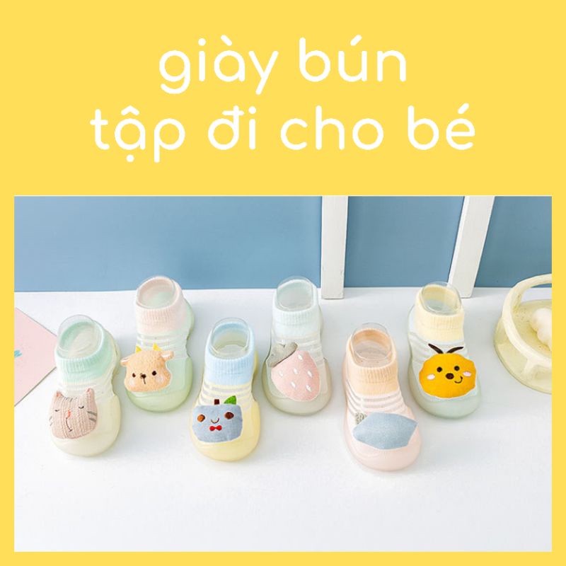 Giày bún tập đi cho bé đế silicon mềm chống trượt nhiều mẫu cho bé gái bé trai