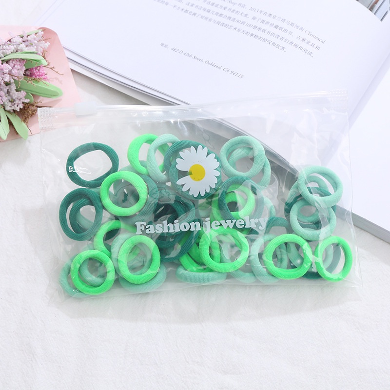 Set 50 Dây Buộc Tóc Co Giãn Nhiều Màu Sắc Phong Cách Hàn Quốc Cho Bé