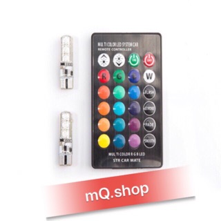 Bộ 2 đèn led demi remote t10 chớp đổi mầu cực chất