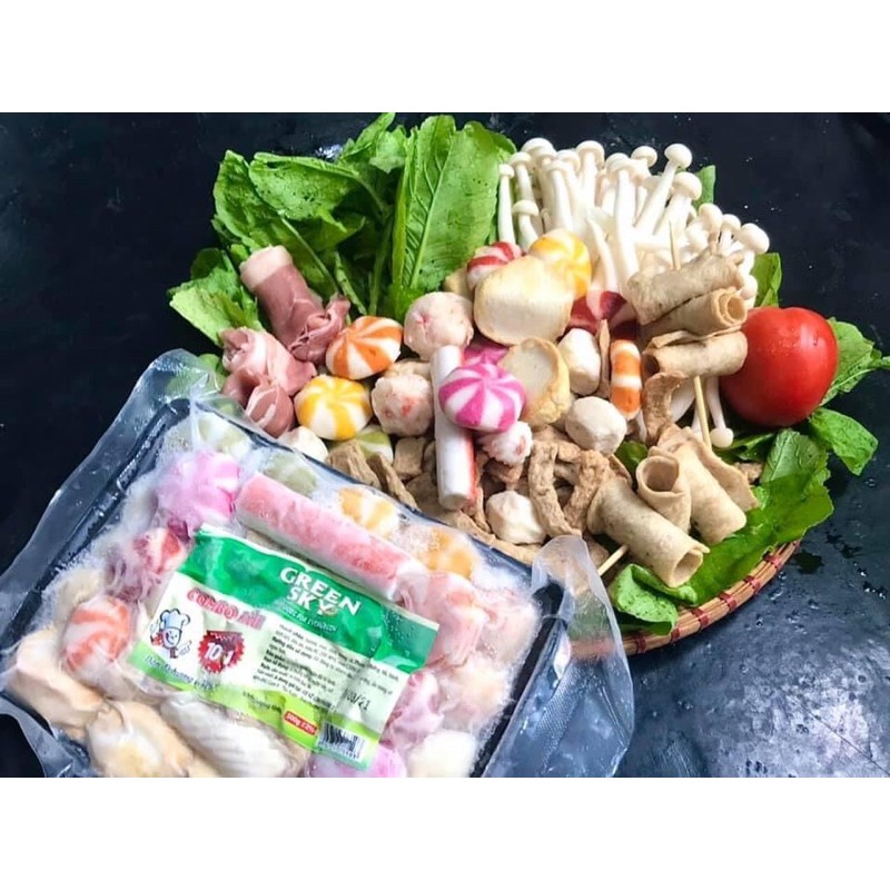 set viên thả lẩu mix thập cẩm green sky⚡️SHIP HÀ NỘI💥 gói 500 gr💥đồ thả lẩu, Đồ nhúng Lẩu