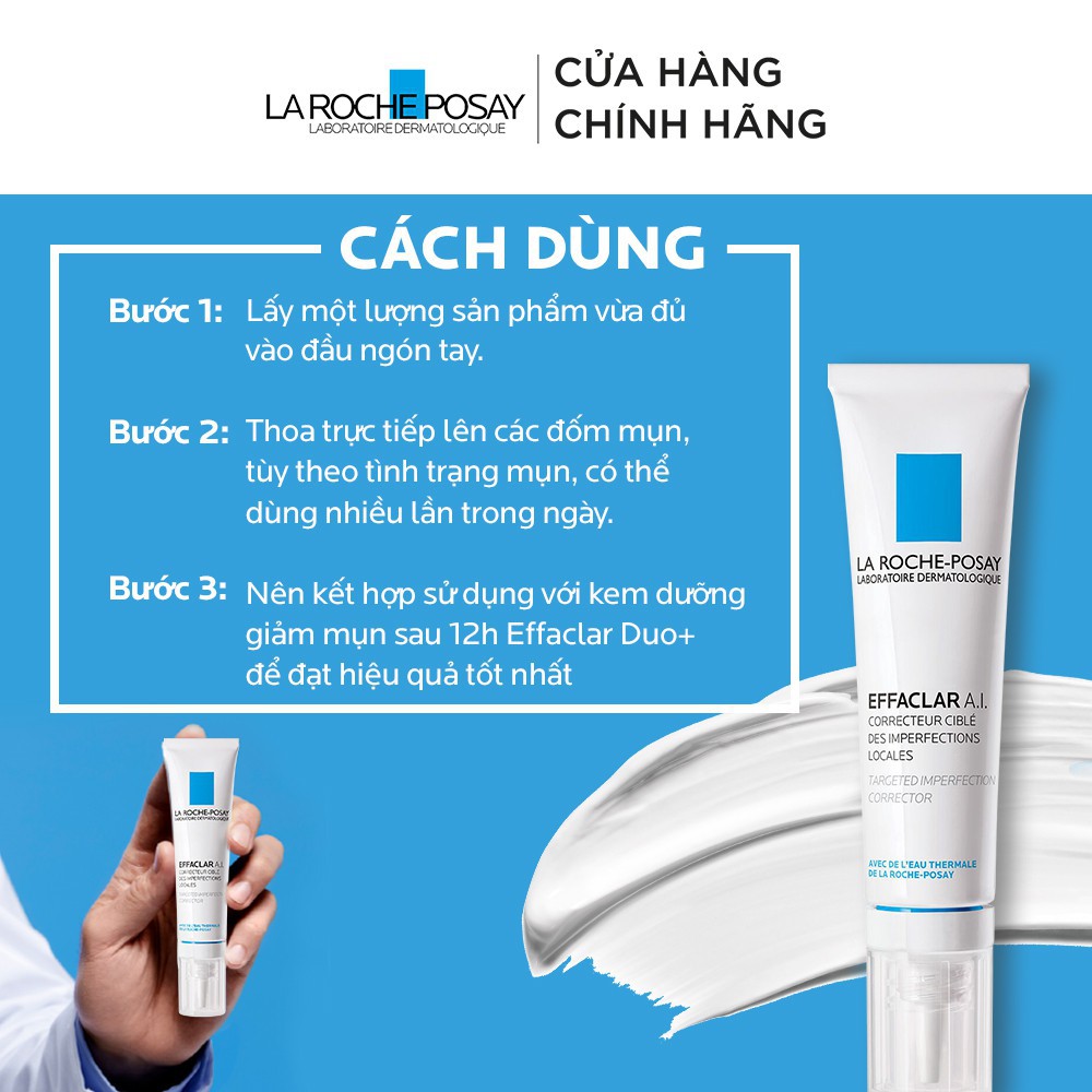 [CHÍNH HÃNG] - Kem giảm mụn chuyên biệt La Roche-Posay Effaclar A.I. 15ml