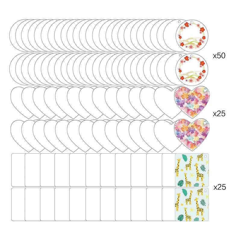 Set 100 Móc Khóa / 100 Đĩa Trắng Chất Liệu Acrylic Trong Suốt DIY