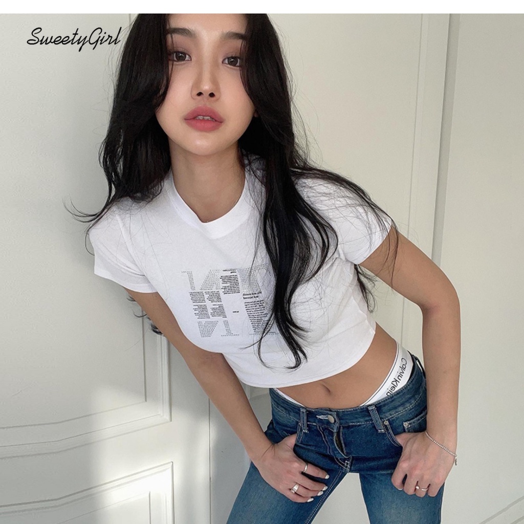 Áo Thun Tay Ngắn Cổ Tròn Màu Trơn In Chữ Thời Trang 2022 Dành Cho Nữ