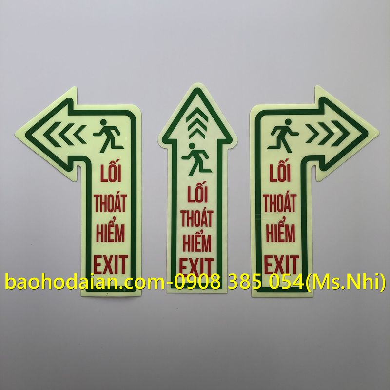 Biển dán chỉ dẫn lối thoát hiểm exit dạ quang