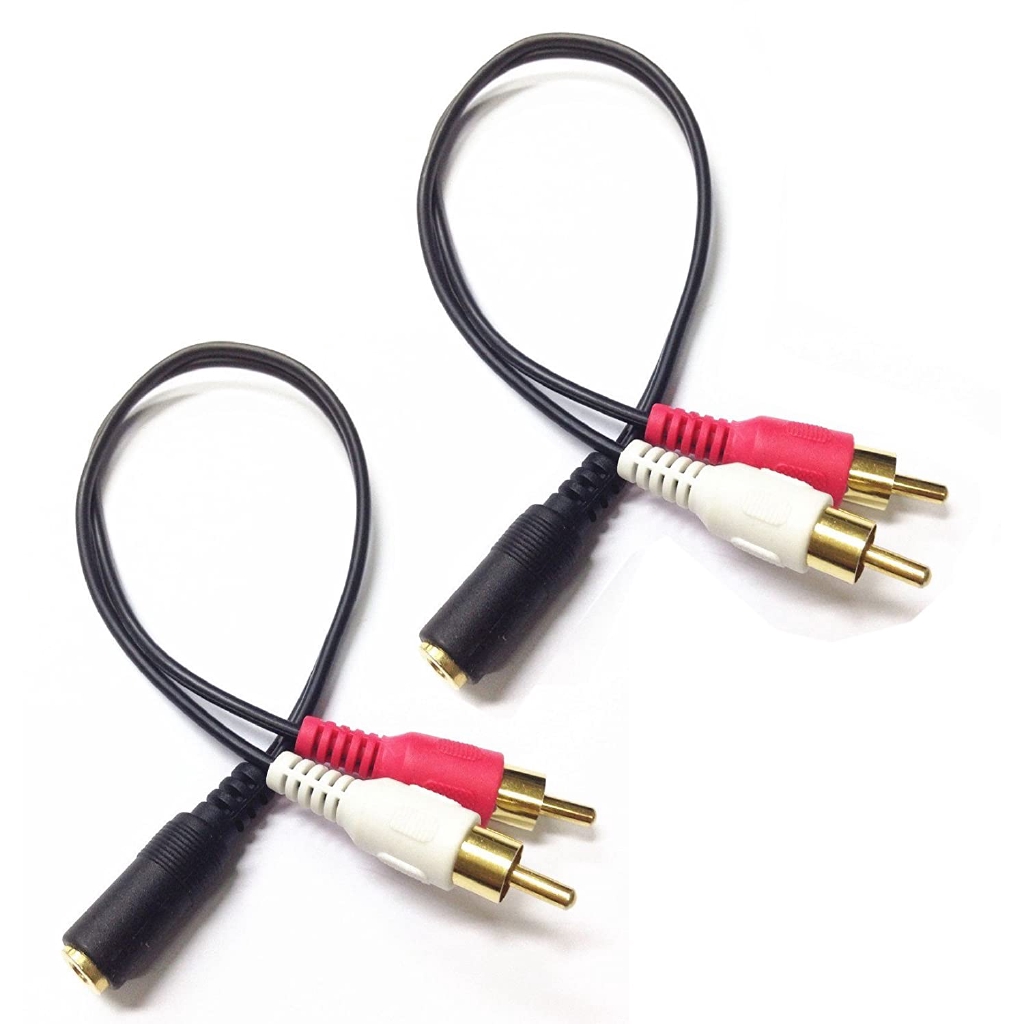 0.2m Gold 3.5mm Female Stereo Jack to 2 RCA Plug AUX Auxiliary Headphone Adapter Audio Y Cable(Black)(2-Pack)