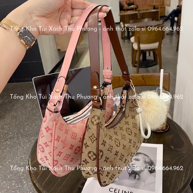 Túi kẹp nách, túi đeo vai nữ họa tiết L.V cá tính đi làm, đi chơi siêu sang chảnh - không kèm bông (ảnh thật)