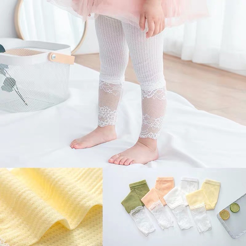 Quần legging mỏng phối ren điệu đà cho bé gái