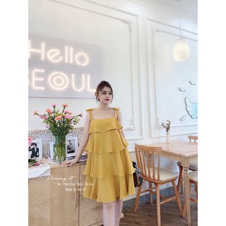 váy 2 dây chất lụa 3 tầng hottrend