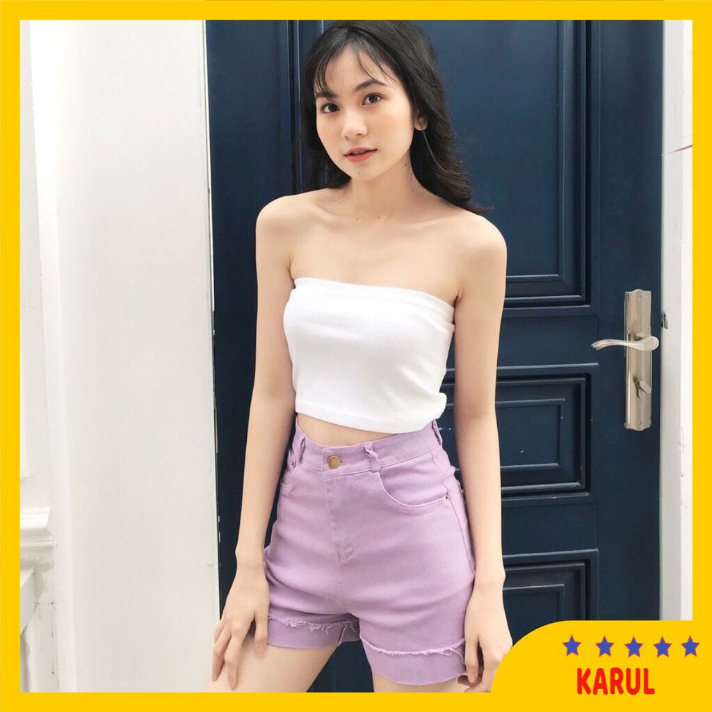 Áo Quây Ngực Len Tăm Nữ 🌸 Croptop thun dáng ôm màu đen trắng tím SIÊU HOT -Karul