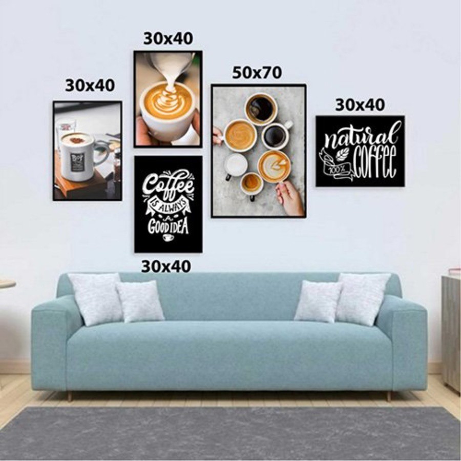 [HCM] Tranh treo tường canvas Coffee 6 decor trang trí quán cafe, phòng khách và phòng ngủ có khung cao cấp khổ lớn 40x6