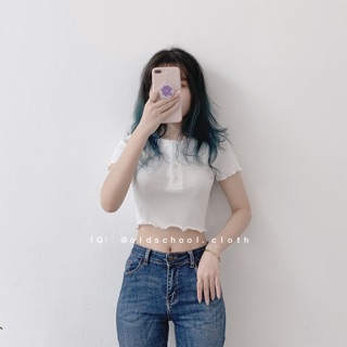 CROPTOP TĂM CỔ TRÒN (ảnh thật/sẵn)