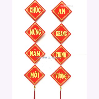 Bộ đôi dây chữ treo trang trí tết, bộ đôi khánh nhung, đôi liễn Chúc mừng năm mới, An khang thịnh vượng, Vạn sự như ý