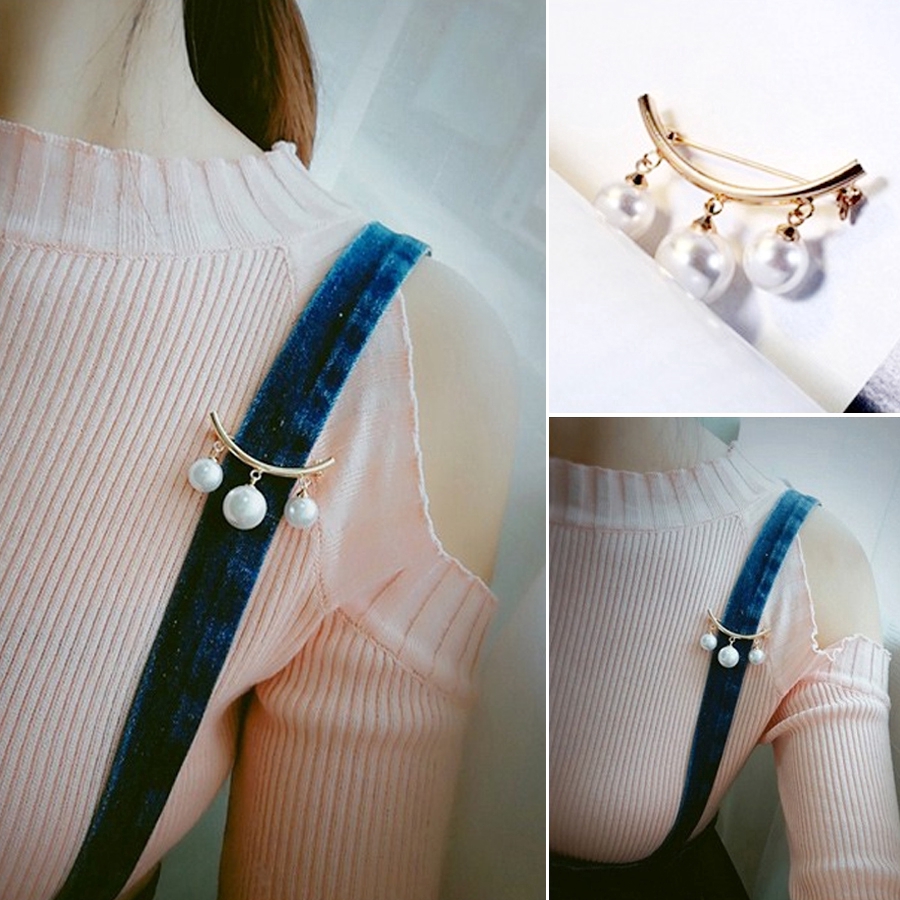 Ghim cài áo đính ngọc trai bằng hợp kim cố định áo khoác cardigan dành cho nữ