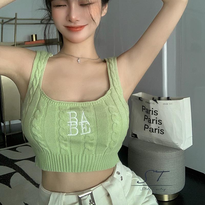 Áo Tank Top Cổ Chữ U Thêu Chữ CY03