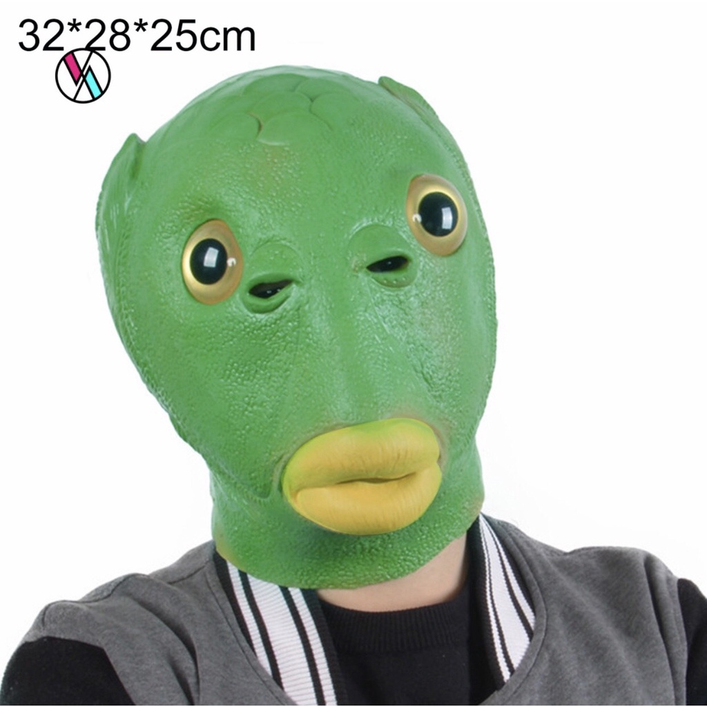 Mặt nạ đầu cá chép xanh sillicon - mặt nạ hóa trang đầu cá xanh loại dầy đẹp hot trend. Vpp Gấu Bông Baby