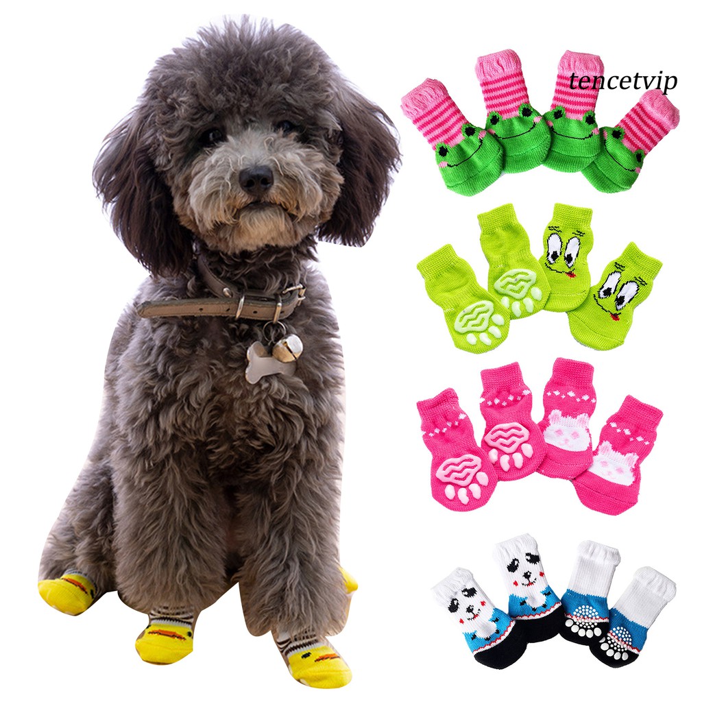 Set 4 Chiếc Vớ Vải Cotton Chống Trượt Thoải Mái Dành Cho Thú Cưng