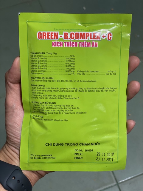 Vitamin B complex C kích thích thèm ăn, bổ sung vitamin cho vật nuôi.
