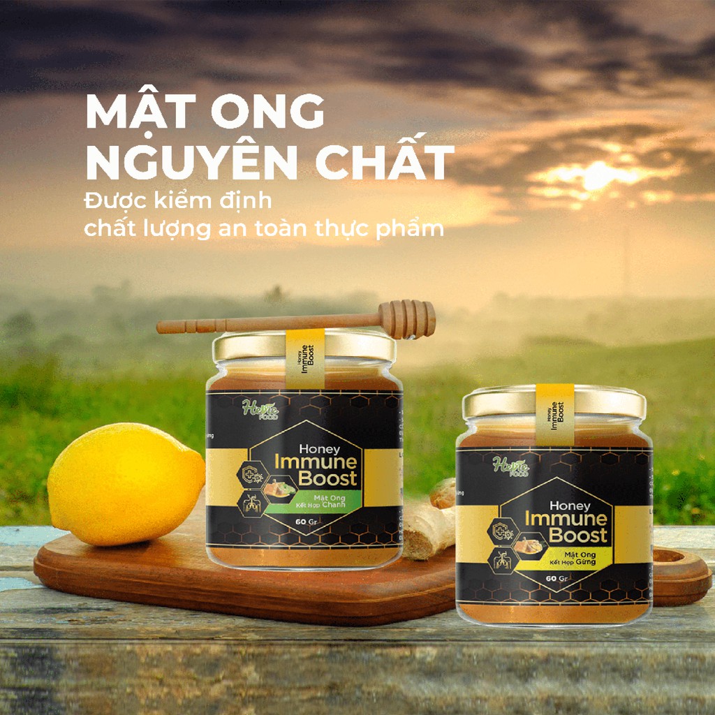 Mật ong Immuneboost chiết xuất Chanh Gừng Nghệ 60g HeVieFood