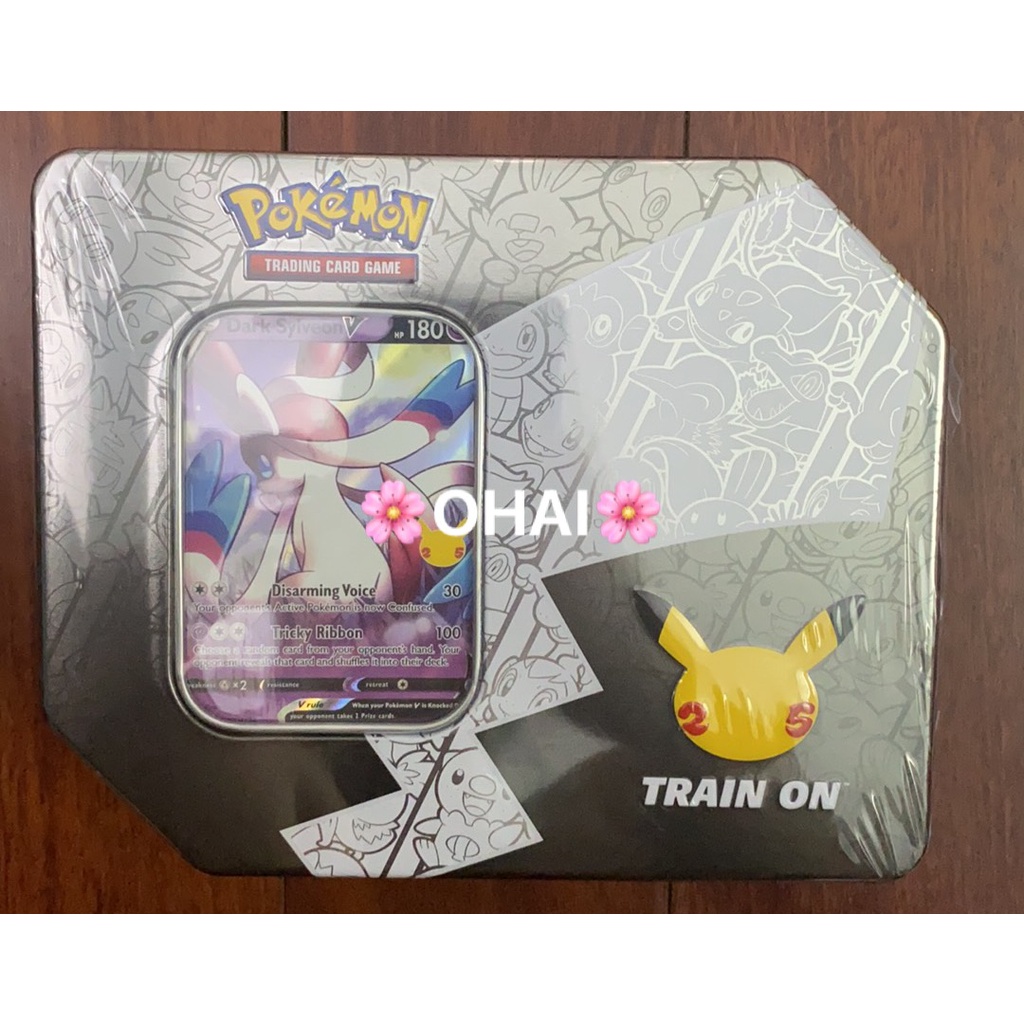 Hộp Thiếc Thẻ Pokemon Kỉ Niệm 25 Năm 6 Pack Celebrations Dark Sylveon Chính Hãng