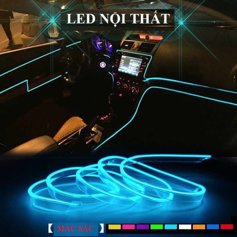{Dây 4m} Đèn led nội thất trang trí, đèn neon màu sắc trang trí trong xe hơi