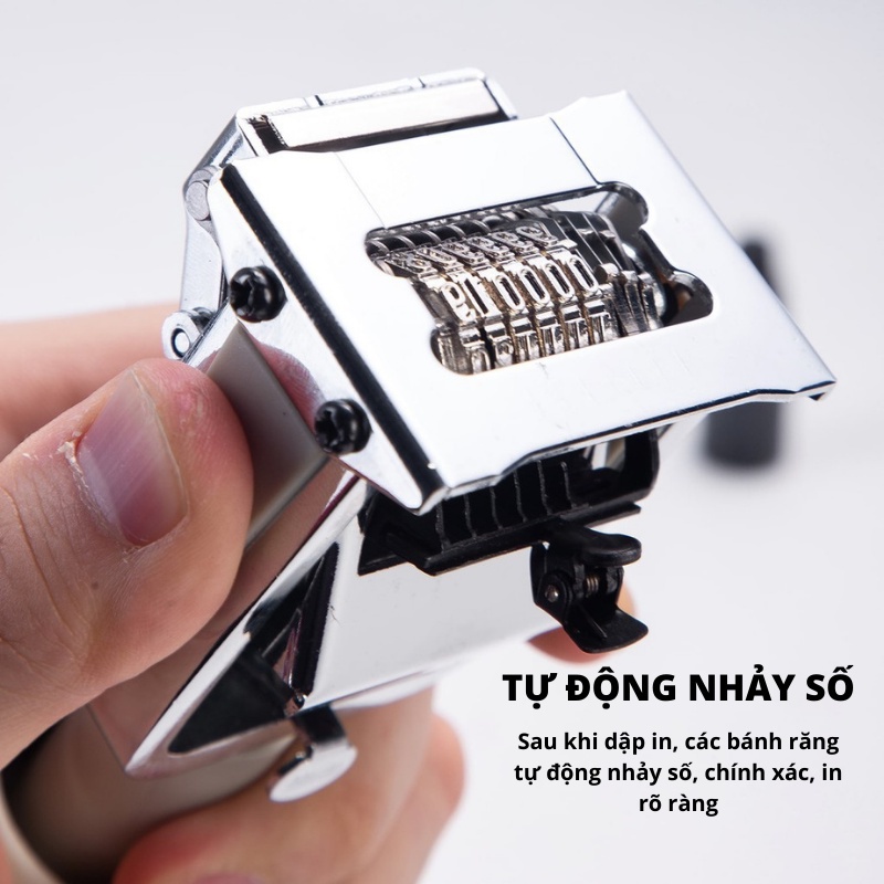 Dấu Nhảy Số Tự Động 6/7/8/9/10 Số Deli, Màu Bạc - 1 chiếc