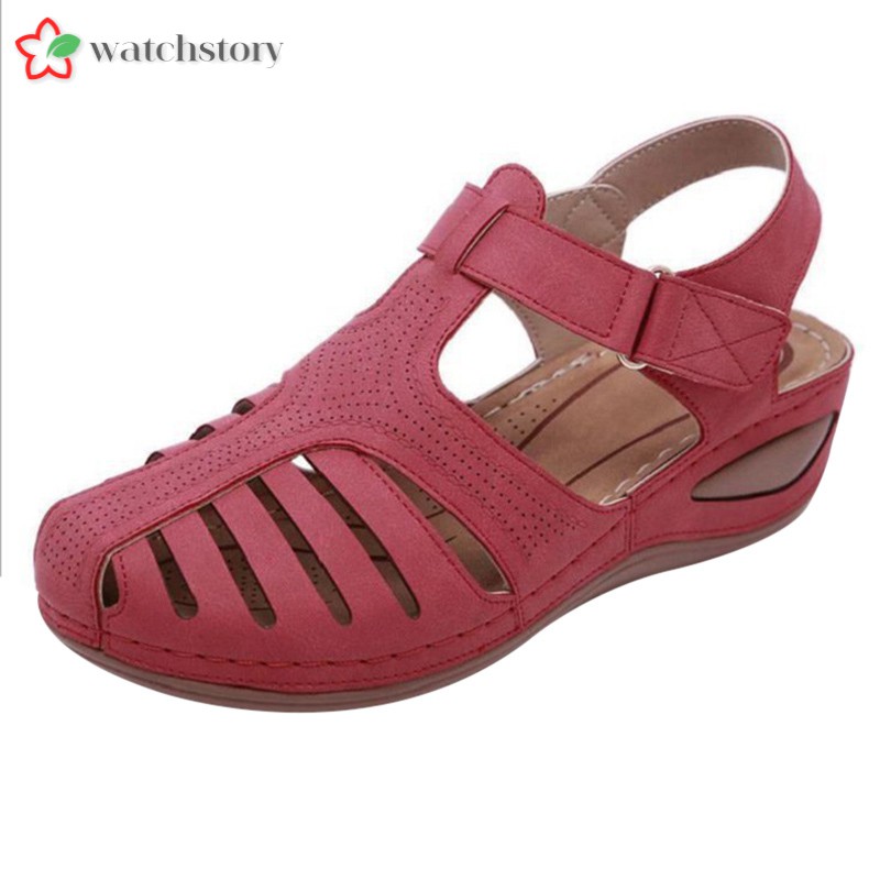 Xăng đan Xỏ Ngón Da Pu Phong Cách Retro