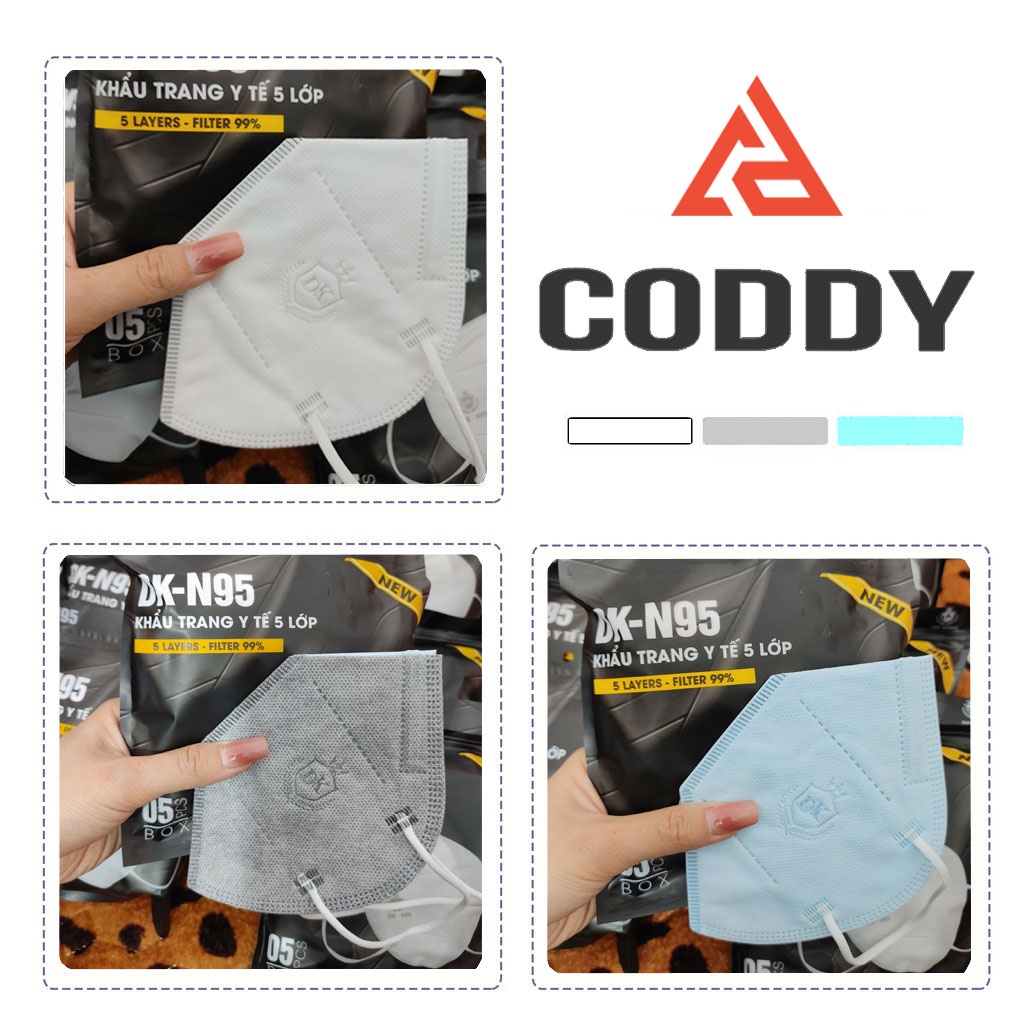 Set 50 chiếc khẩu trang N95 không van vải không dệt, khẩu trang y tế 5 lớp, kháng khuẩn chống bụi mịn chất lượng cao