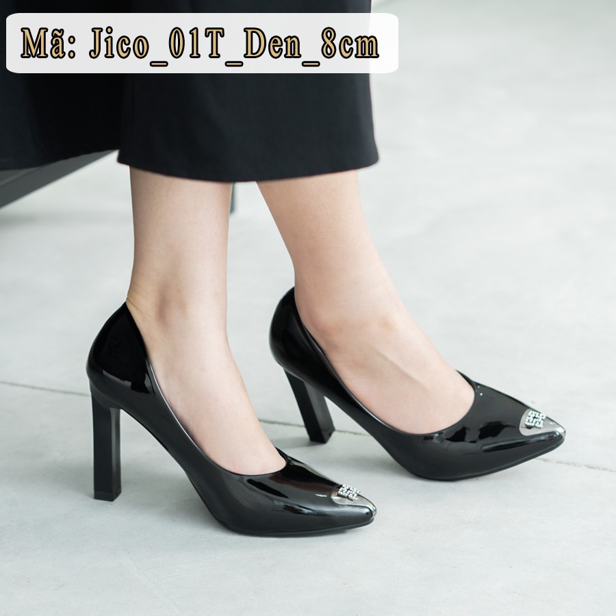 GIÀY CAO GÓT MŨI THẬP MÀU ĐEN - JICO_01T_Đen